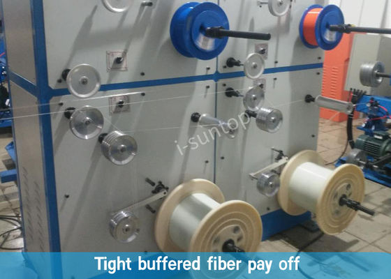 خط إنتاج كابلات الألياف البصرية المزدوجة 190 متر / دقيقة لكابل إسقاط FTTH